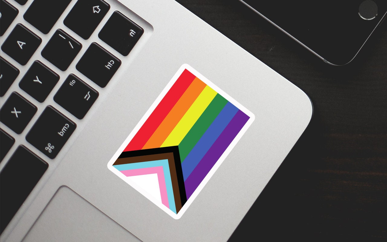 Progress Pride Flag Sticker | Gay Pride Vinyl Sticker | Water Bottle ...