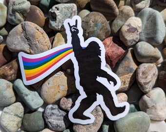 Sasquatch Pride Sticker | Gay Sticker | Water Bottle Sticker | Laptop Decal | LGBTQ Owned | Love Wins Vinyl Sticker | Funny Pride Sticker