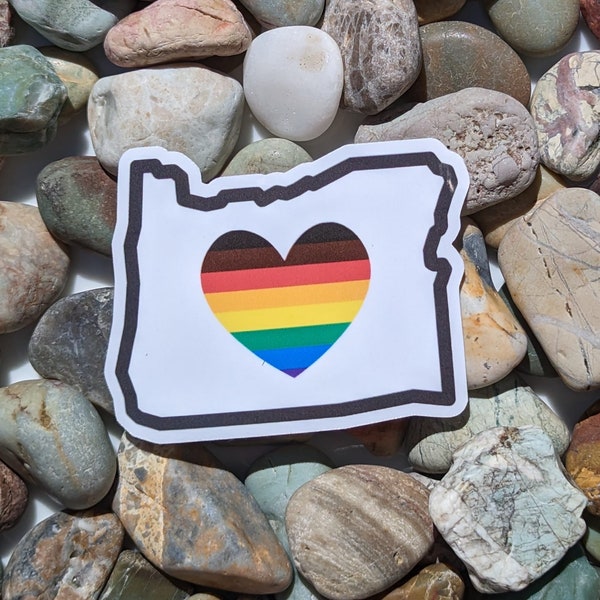 Oregon Pride Heart Sticker | Waterproof and Weatherproof | Two Sizes | Water Bottle Sticker | Laptop Decal | LGBTQ Owned