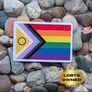 Intersex-inclusive Progress Flag | Pride Sticker | Gay Vinyl Sticker | Water Bottle Sticker | Laptop Decal | Intersex Pride | LGBTQ Owned