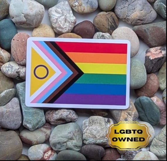 Intersex-inclusive Progress Flag | Pride Sticker | Gay Vinyl Sticker | Water Bottle Sticker | Laptop Decal | Intersex Pride | LGBTQ Owned