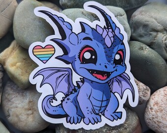 Dragon Subtle Pride Vinyl Sticker, Pride Water Bottle and Laptop Decal, Rainbow Heart, Love Wins, Gay Pride Sticker,LGBT Sticker,LGBTQ Owned
