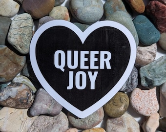 Queer Joy Heart Sticker| Love Wins Vinyle Sticker | Two Sizes | Water Bottle Sticker | Laptop Decal | LGBTQ Owned | Gay Sticker