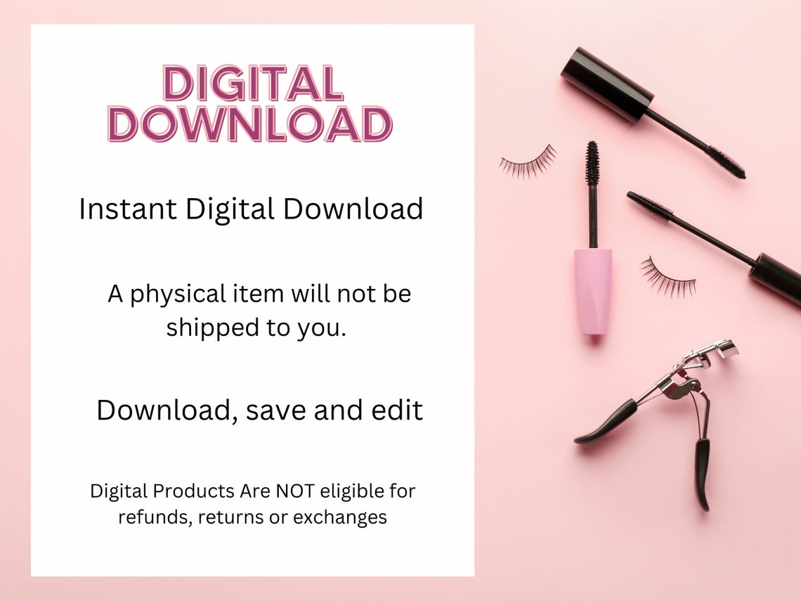 Set of 4 Digital Lash Stickers Eyelash Extension Mapping Etsy