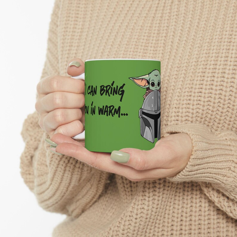 Star Wars Inspired Warm or Cold Mandalorian Quote 11oz or 15oz Ceramic Coffee Mug (Green) image 11