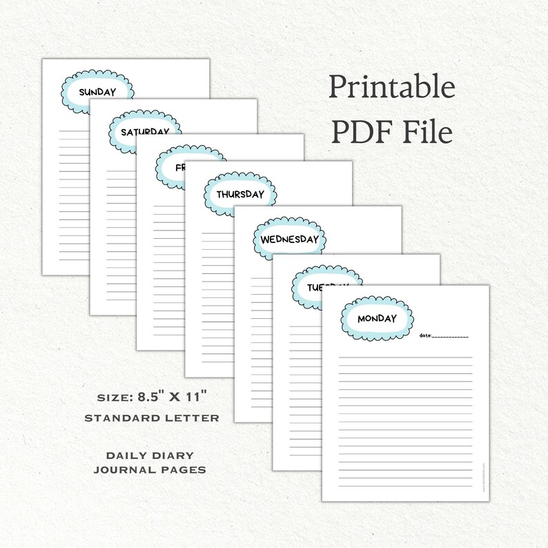 Digital Download, Printable Daily Sheet Pages, Journal, Diary, Creative ...