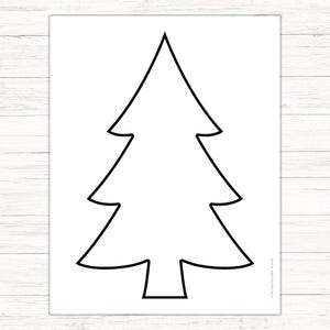 Könnte beinhalten: Eine schwarz-weiße Umrisszeichnung eines Weihnachtsbaums. Der Baum hat drei Stufen und eine abgerundete Basis.