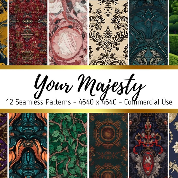 Your Majesty  | Commercial Use | Seamless Pattern Digital Download | 4640 x 4640 | Perfect for Scrapbooks | Digital Paper Download PNG