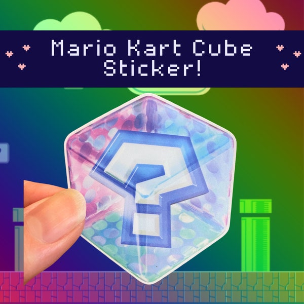 Mario Kart Mystery Cube Sticker | Iconic Item Box Decal | Waterproof & Easy Peel Vinyl | Gamer Gift Idea