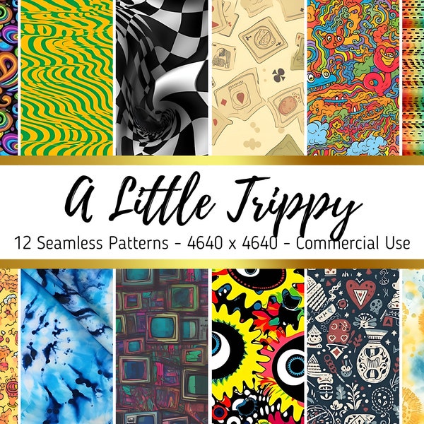 A Little Trippy | Commercial Use | Seamless Pattern Digital Download | 4640 x 4640 | Perfect for Scrapbooks | Digital Paper Download PNG