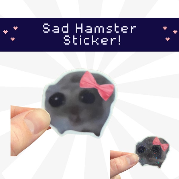 Sticker hamster triste - Stickers vinyle imperméables - Sticker hamster meme triste - Imperméable - 6 options de finition