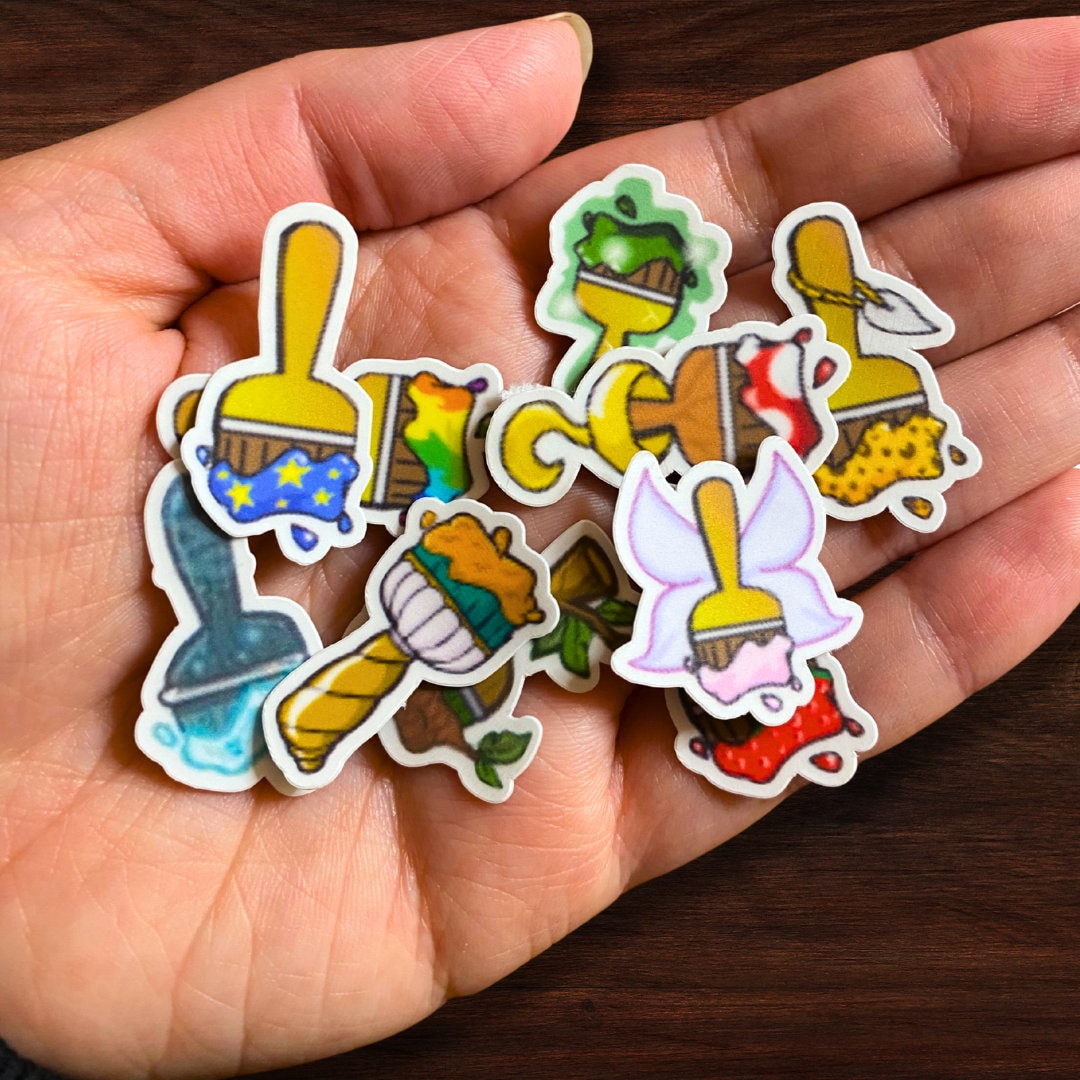 Neopet Paint Brushes Pack of 5 Neopets Sticker Waterproof and Easy Peel Retro Gamer Gift Any