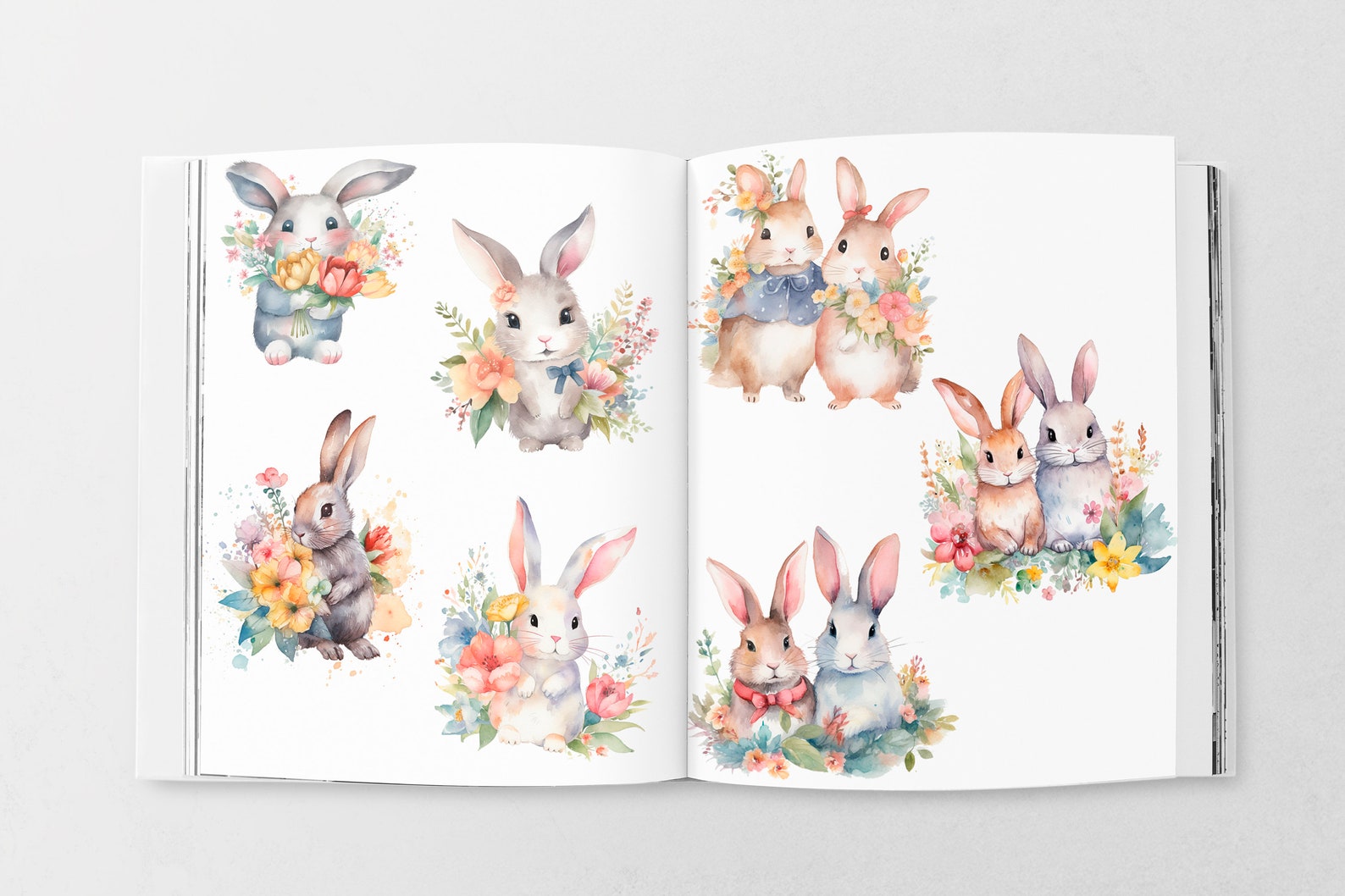 Bunnies Clipart - Nursery Spring Clipart - Children - Cherry Blossom ...