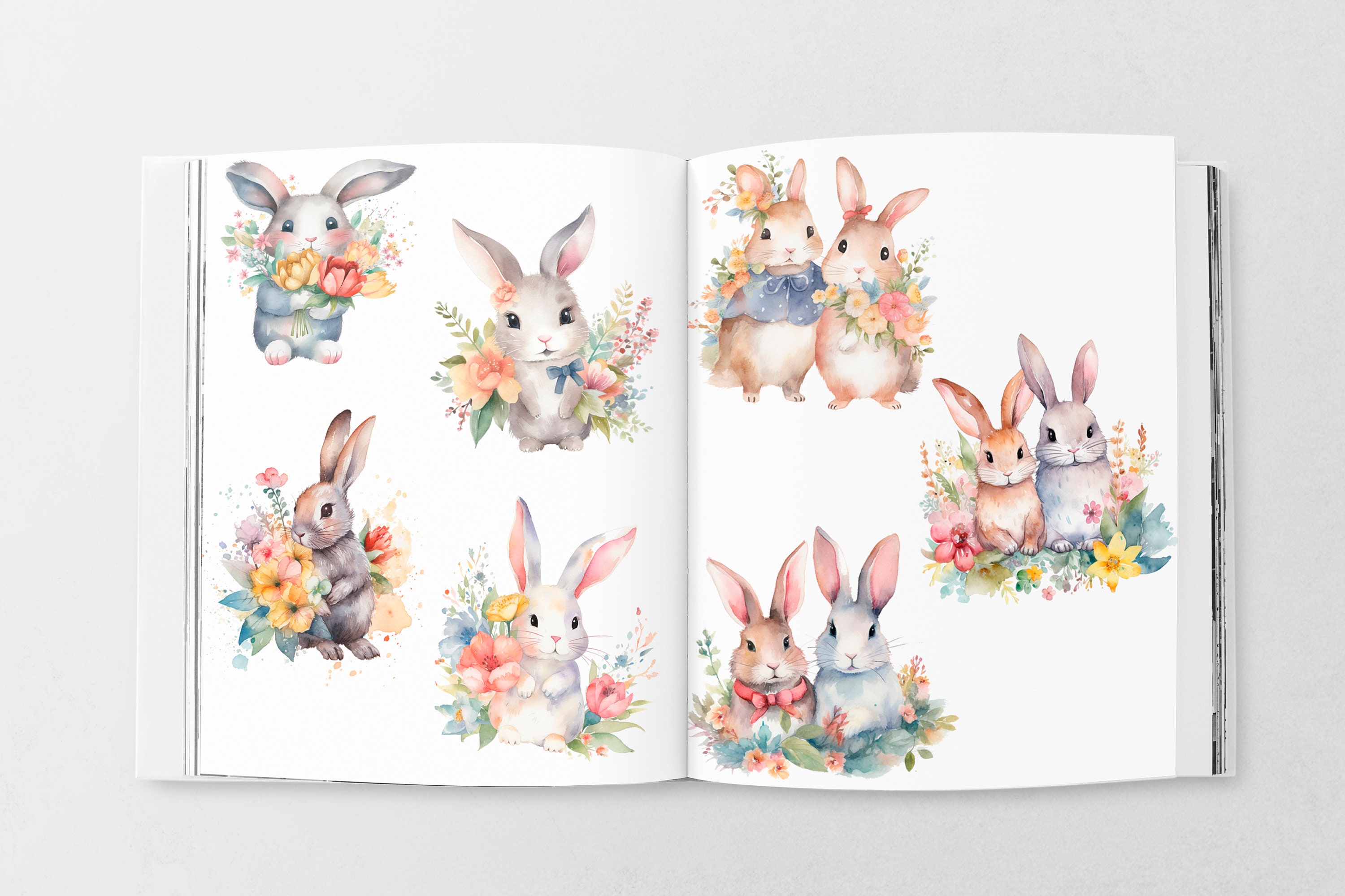 Bunnies Clipart - Nursery Spring Clipart - Children - Cherry Blossom ...