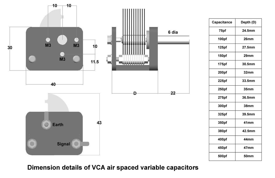 Condensateur d'air variable 500PF