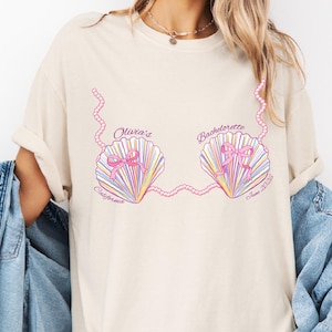 Personalized Bachelorette Party Shell Shirt, Comfort Colors Mermaid Bikini Top Tee, Bridal Party Gift, Beach Trip Matching T-Shirt