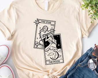 The Star Shirt, The Moon Shirt,  The Stars And Moon Shirt, Celestial Shirt, Mystical Shirt, The Sun Shirt, Magic Moon Shirt,Tarot Card Shirt
