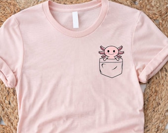 Pocket Tee, Axolotl Shirt, Animal Lover Tee, Axolotl Gifts, Pocket Axolotl Shirt, Axolotl Birthday Shirt, Cute Axolotl Shirt, Gifts for Her