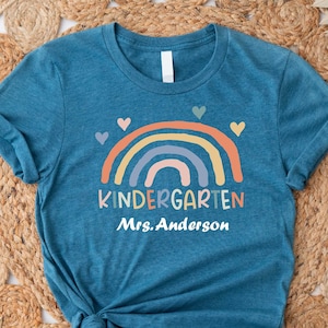 Personalized Kindergarten teacher shirt, Custom Name Teacher Shirt, Kindergarten teacher tee, Teacher Gift, Back to School, cute teacher tee