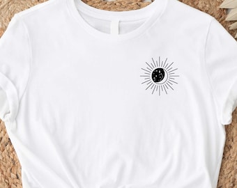 Sun Moon Tshirt, Celestial Tee, Gifts For Her, Sun Shirt, One with the Sun, Boho Shirt,  Tee, Mystical Tee, Moon Shirt, Bohemian