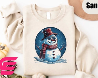 Christmas Cool Snowman Sweatshirt, Christmas Sweatshirt, Xmas Party Apparel, Cozy Season Sweater, Winter Holiday T-Shirt, Christmas Gift