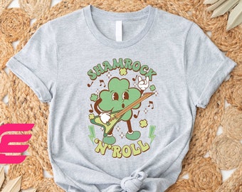 Shamrock And Roll Shirt, Shamrock Shirt,Four Leaf Clover,Rock And Roll Shirt,St Patricks Day Shirt,Lucky Shirt,St Patricks Shirt,Irish Shirt
