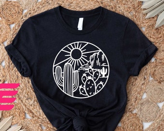 Desert shirt, Western Shirt, Cactus Shirt,Arizona Shirt,Cowgirl Shirt,Shirt For Women,Cactus Plants Shirt,Adventure Shirt,Cactus Scene Shirt
