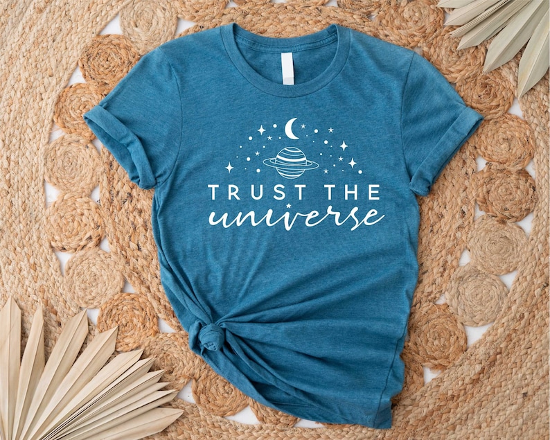 Trust the Universe Shirt, Yoga Gifts For Women, Yoga Teacher Shirt, Meditation Shirt, Spiritual Shirt, Positive Vibes Tee, Space Moon Shirt image 1