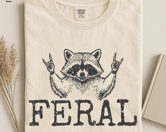 Feral Raccoon Shirt, Vintage Rock Hand Raccoon T-Shirt, Funny Animal Graphic Tee, Retro Chaos Raccoon Shirt, Sarcastic Comfort Colors Tee