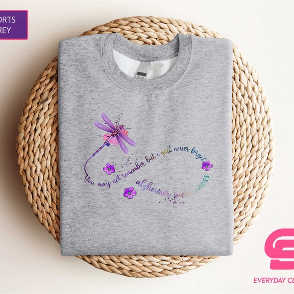 Alzheimers Awareness Sweatshirt,  I will never forget Alzheimers Awareness Hoodie, Womens Alzheimers Sweatshirt, Purple November Sweatshirt