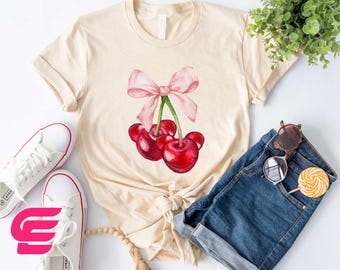 Coquette Cherry Shirt,Cherry Sweatshirt,Cherry Coquette Bow Shirt,Cherry Girl Shirt,Soft Girl Era Sweatshirt,Cute Shirt,Coquette Bow T-shirt