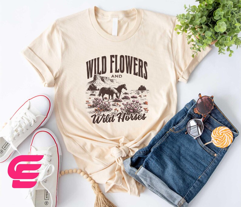 Wild Flowers And Wild Horses Shirt, Country Girl T-shirt, Country Concert Shirt, Wildflowers Sweatshirt, Western Horses Tee, Cowgirl Shirt image 1