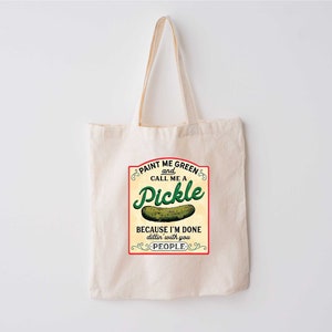 Pickle Tote Bag, Pickle Lovers Gift, Trendy Tote Bag for Women,  Canned Pickles Tote Bag, Funny Shoulder Bags
