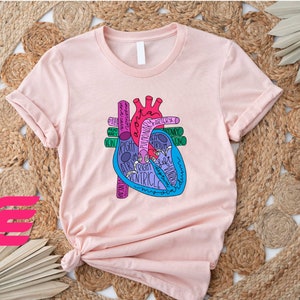 Heart Anatomy Shirt, Nurse Shirt, Anatomy Shirt, Cardiac Nurse Shirt, Cardiologist Anatomical Heart Shirt, Nursing Student,Heart Nurse Shirt