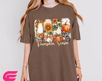 Boho Floral Pumpkin Shirt, Pumpkin Season Sweatshirt, Fall Vibes Tee, Boho Pumpkin Sweater, Gift for Her, Comfort Colors T-Shirt