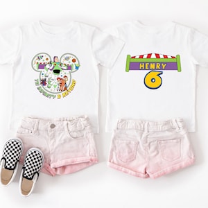 Camiseta personalizada de cumpleaños de Toy Story, camiseta infantil personalizada de Buzz Lightyear, camiseta de cumpleaños personalizada para niño o niña, camiseta Infinity And Beyond