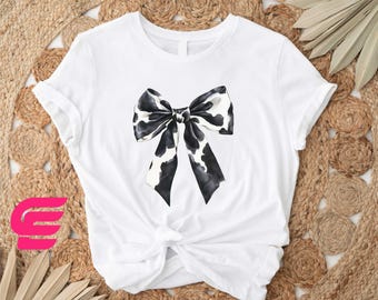 Cow Coquette Shirt,Coquette Bow Shirt,Cow Bow Sweatshirt,Cow Print Shirt,Cow Lover Shirt,Cute Coquette T-shirt,Shirt For Womens,Gift For Her