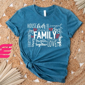 a t - shirt with the words family printed on it