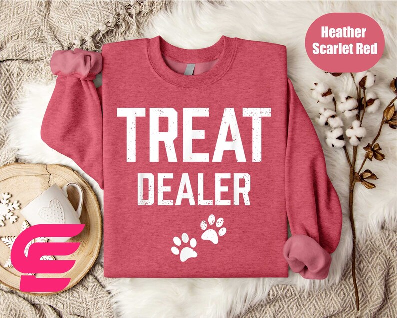 a red sweater with the words treat dealer on it