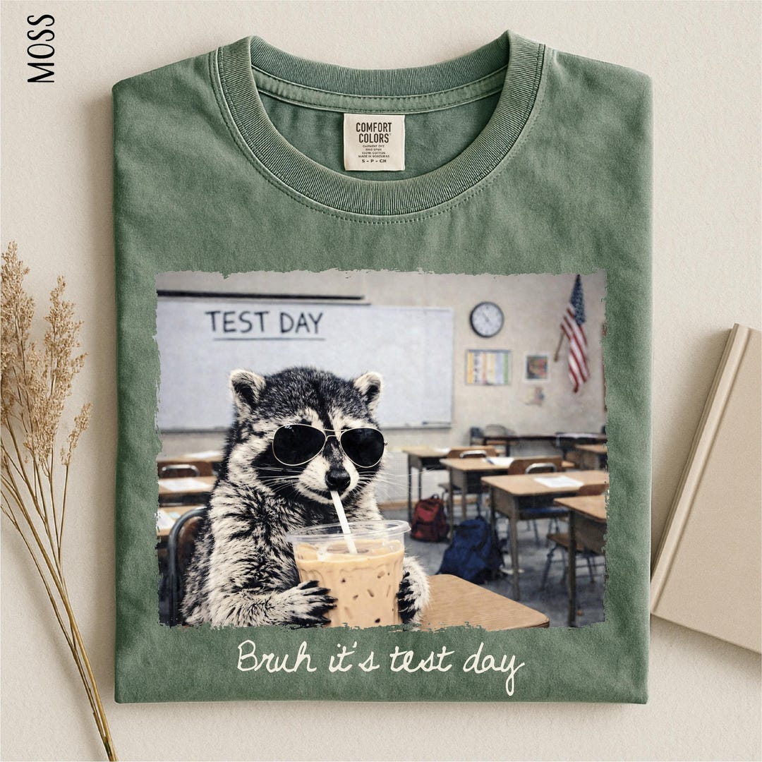 Bruh It's Test Day Funny Raccoon Comfort Colors T-shirt, Teacher ...
