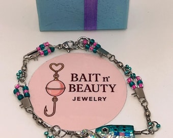 Pink & Blue Fishing Lure Bracelet