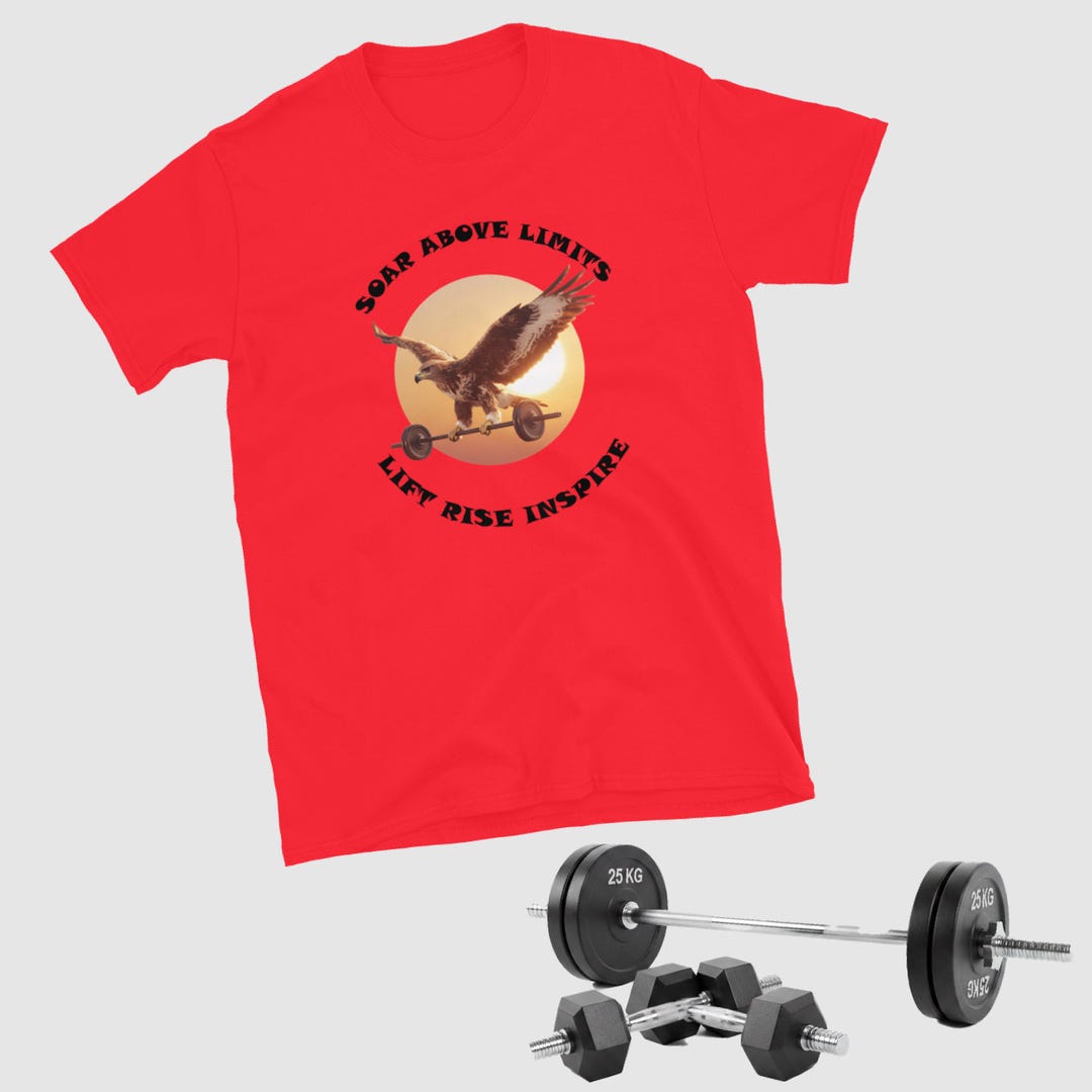 Motivational Eagle and Barbell T-shirt, Fitness Fanatics Workout Tee ...