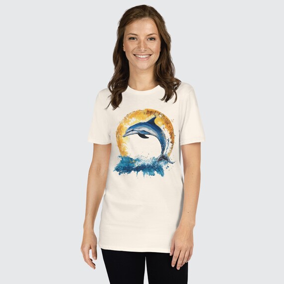 Watercolor Dolphin T-shirt: Vibrant Marine Animal Tee