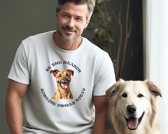 Camiseta inspiradora de perro feliz, regalo divertido y motivador para amantes de los animales, camiseta unisex con un perrito sonriente, tallas S-3XL.
