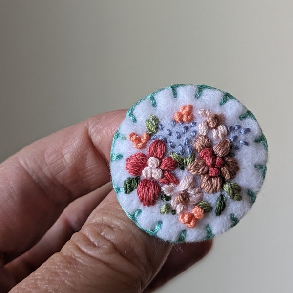 May Garden Floral Hand Embroidered Brooch Pin