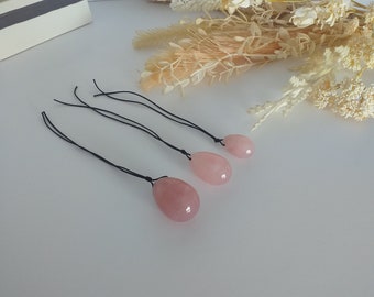 Ensemble d'œufs de yoni en cristal de quartz rose pour aider le vagin à renforcer le muscle PC, appareil d'exercice Kegel pour vous aider à ne faire qu'un avec votre yoni.