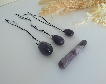 Embrace Your Inner Goddess: The Ultimate Amethyst Yoni Eggs and Wand Set for Holistic Feminine Empowerment and Spiritual Awakening.