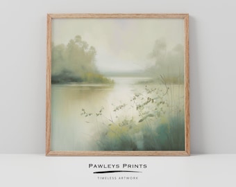 Marsh Landscape Art Print, Neutral Wall Decor (Digital Download)