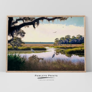 Marsh Bird Art Print, Coastal Home Decor (Digital Download)