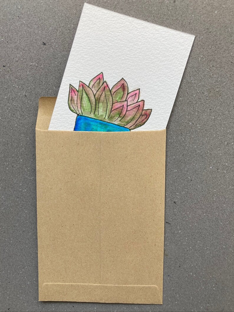 Small Stationery Notecards (set of 8) / Hand-painted / Cactus and ...